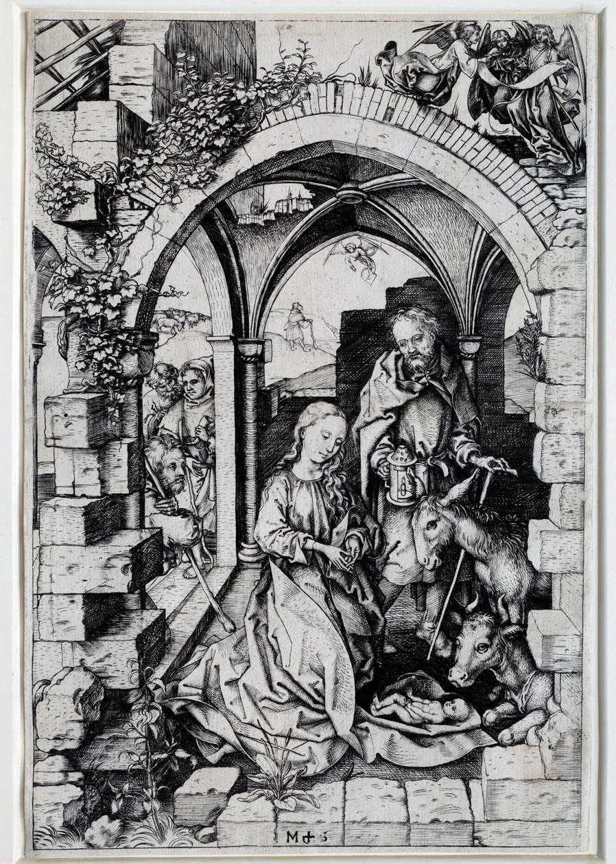 Martin Schongauerin (1450-1491) nativiittipiirros 1400-luvun Pariisissa. tekijältä Martin Schongauer