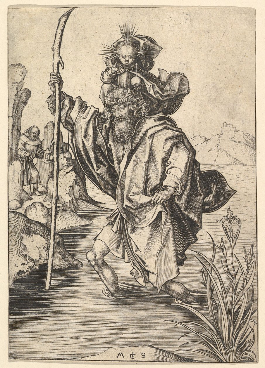 St. Christopher, n. 1435-1491. tekijältä Martin Schongauer