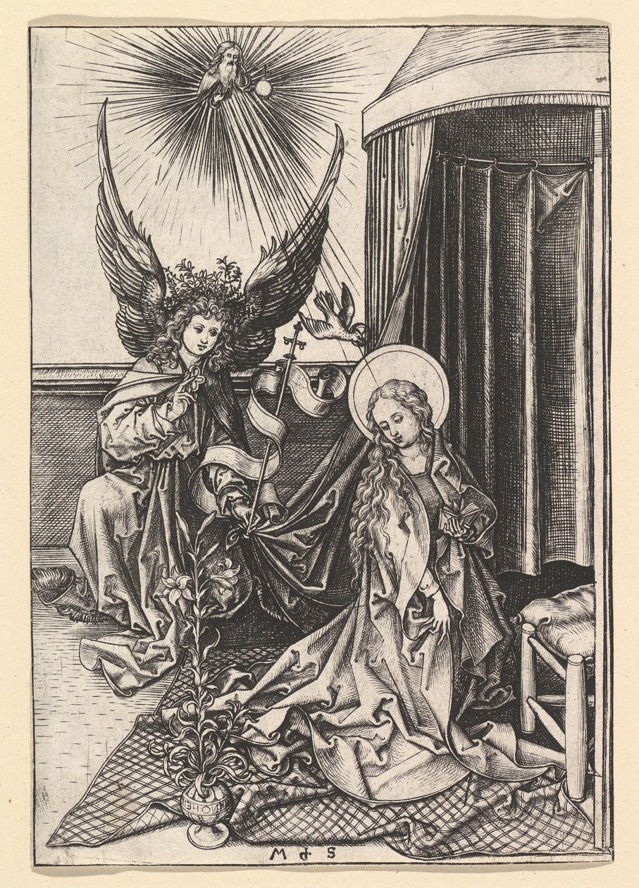 Ilmoitus, n. 1435-1491. tekijältä Martin Schongauer