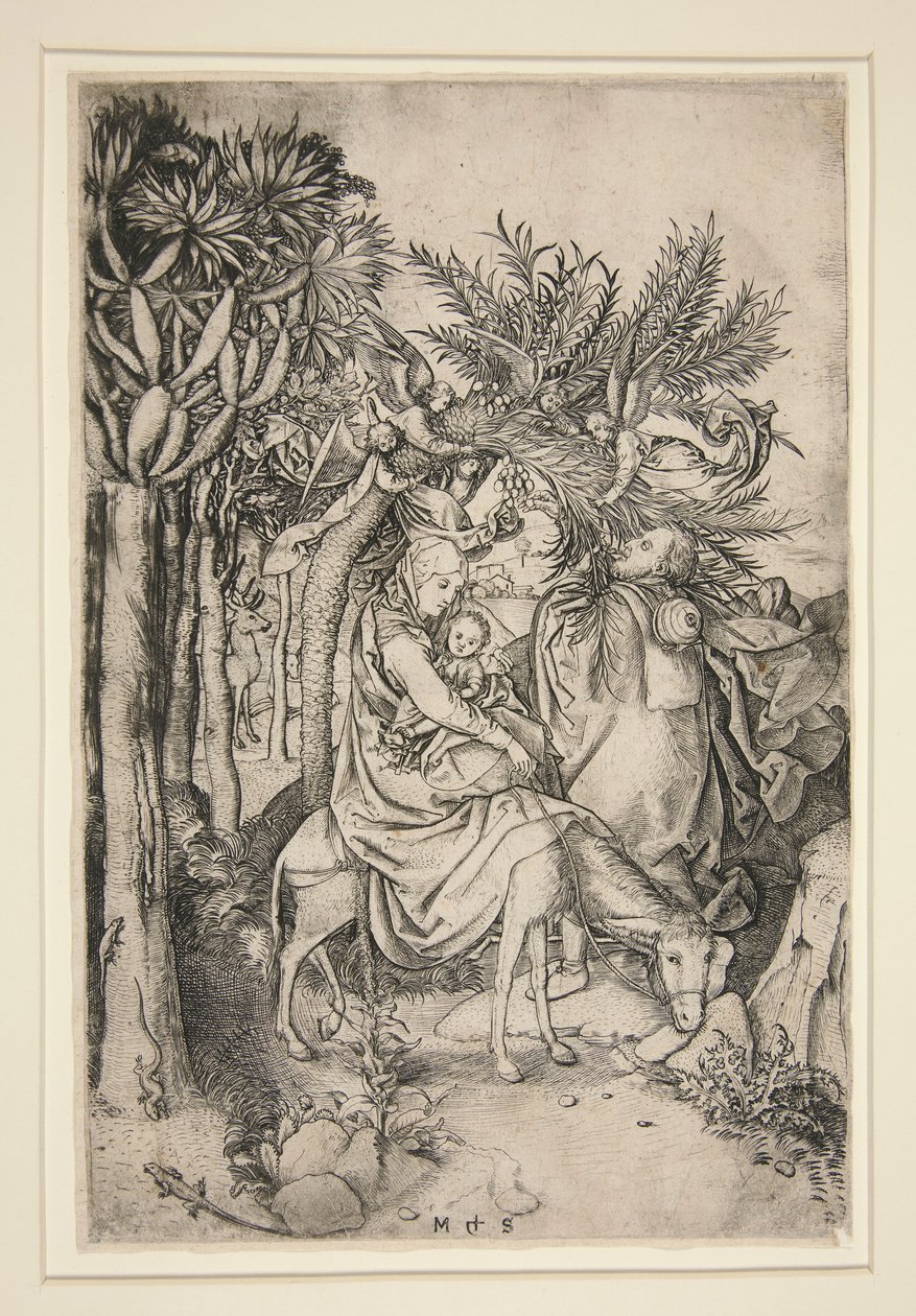 Lento Egyptiin, sarjasta Life of the Virgin tekijältä Martin Schongauer
