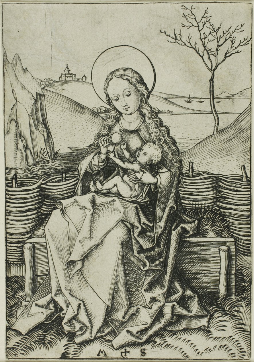 Madonna ja lapsi ruohoisella penkillä tekijältä Martin Schongauer