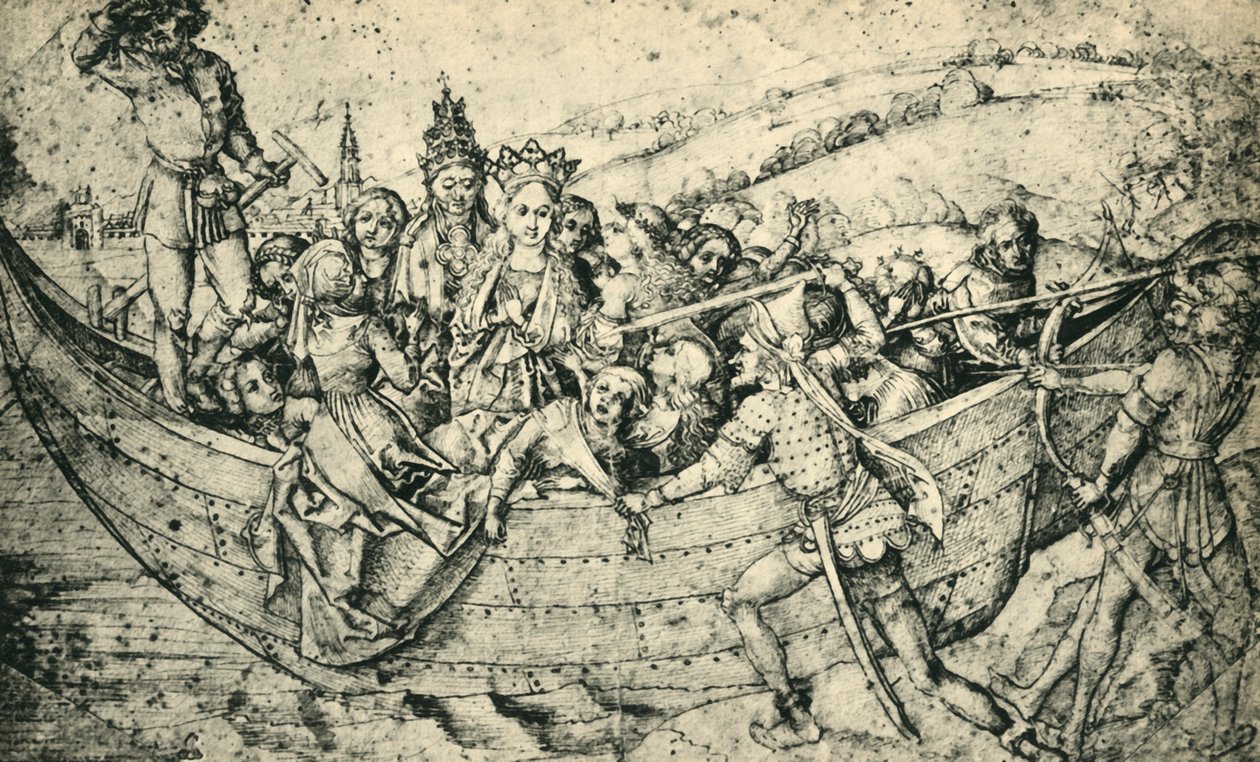 Pyhän Ursulan ja hänen seuralaistensa marttyyrikuolema, 1450, 1943. tekijältä Martin Schongauer