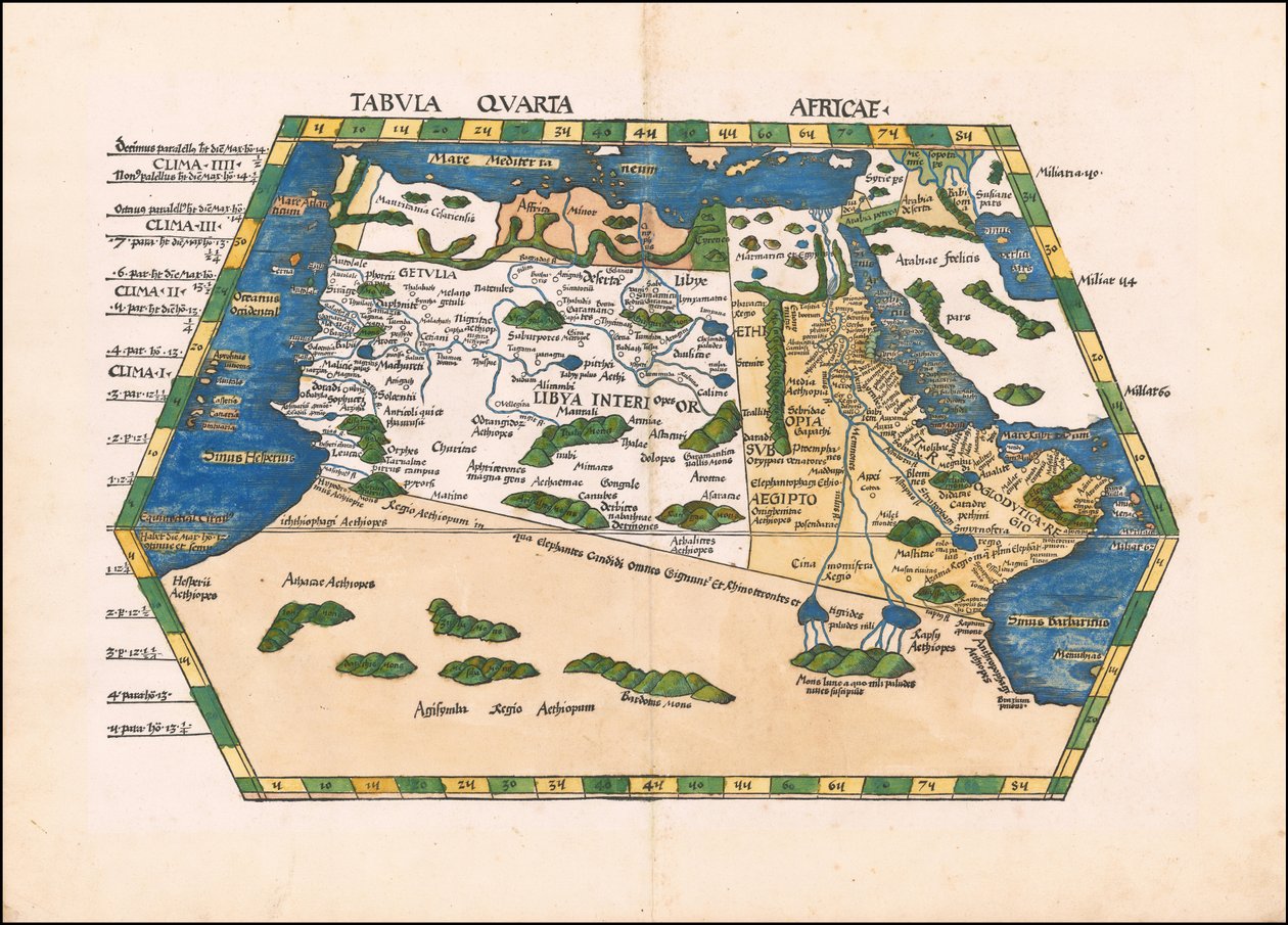 1513 Ptolemaioksen 4. Afrikan kartta, jonka on laatinut Martin Waldseemüller. tekijältä Martin Waldseemuller