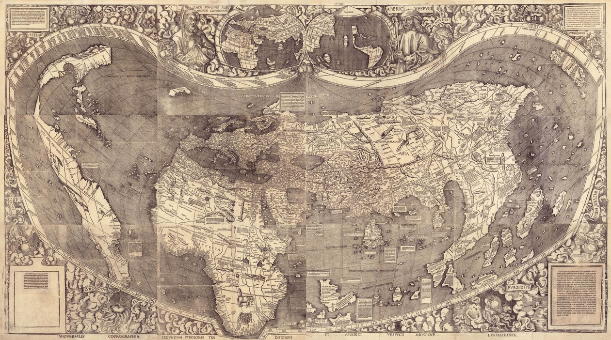 Universal Cosmographian maailmankartta, 1507 tekijältä Martin Waldseemuller