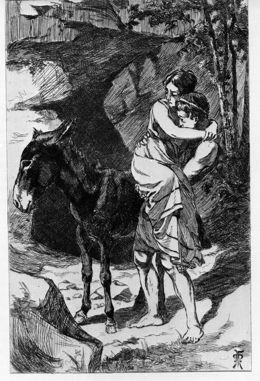 Lucius muuttuu vahingossa aasiksi. Metamorfoosit (Golden Donkey tai Asinus aureus), romaani, jonka kirjoitti Apulee (Lucius Apuleius) (noin 125-noin 180) 2. vuosisadalla. Martin Van Maelen etsaus vesi tekijältä Martin van Maele