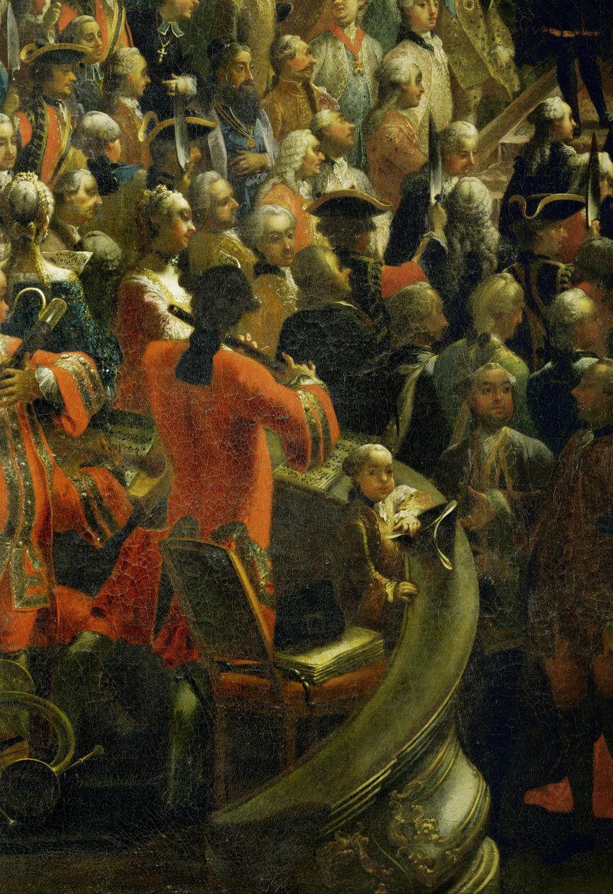 Mozart poikana muusikon aitiossa juhlaillallisen aikana (öljy kankaalle) tekijältä Martin van Mytens or Meytens