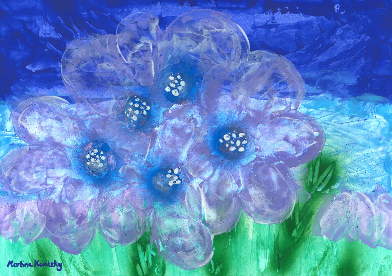 Kukat Periwinkle Borage tekijältä Martina Konitzky
