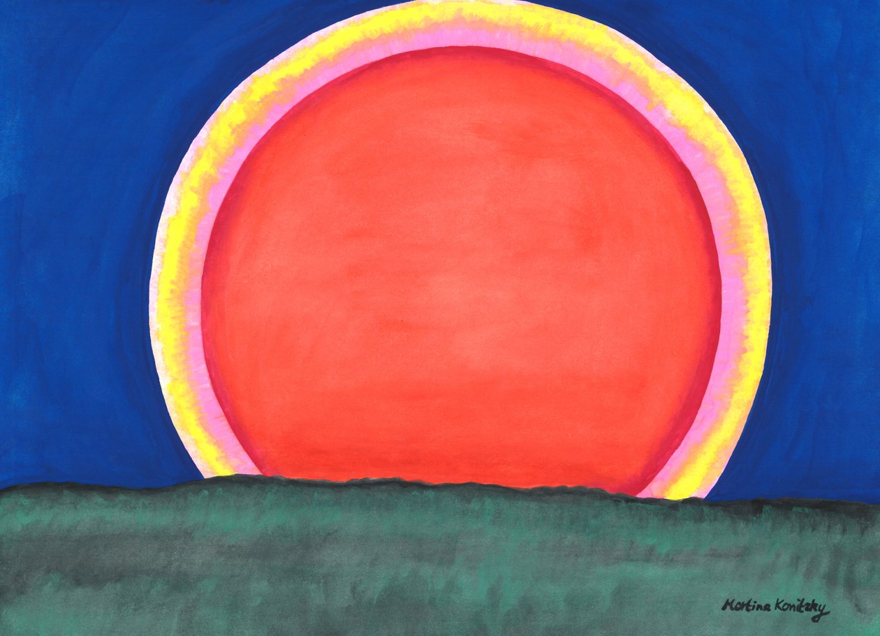 Die Sonne am Abend über dem Wald tekijältä Martina Konitzky