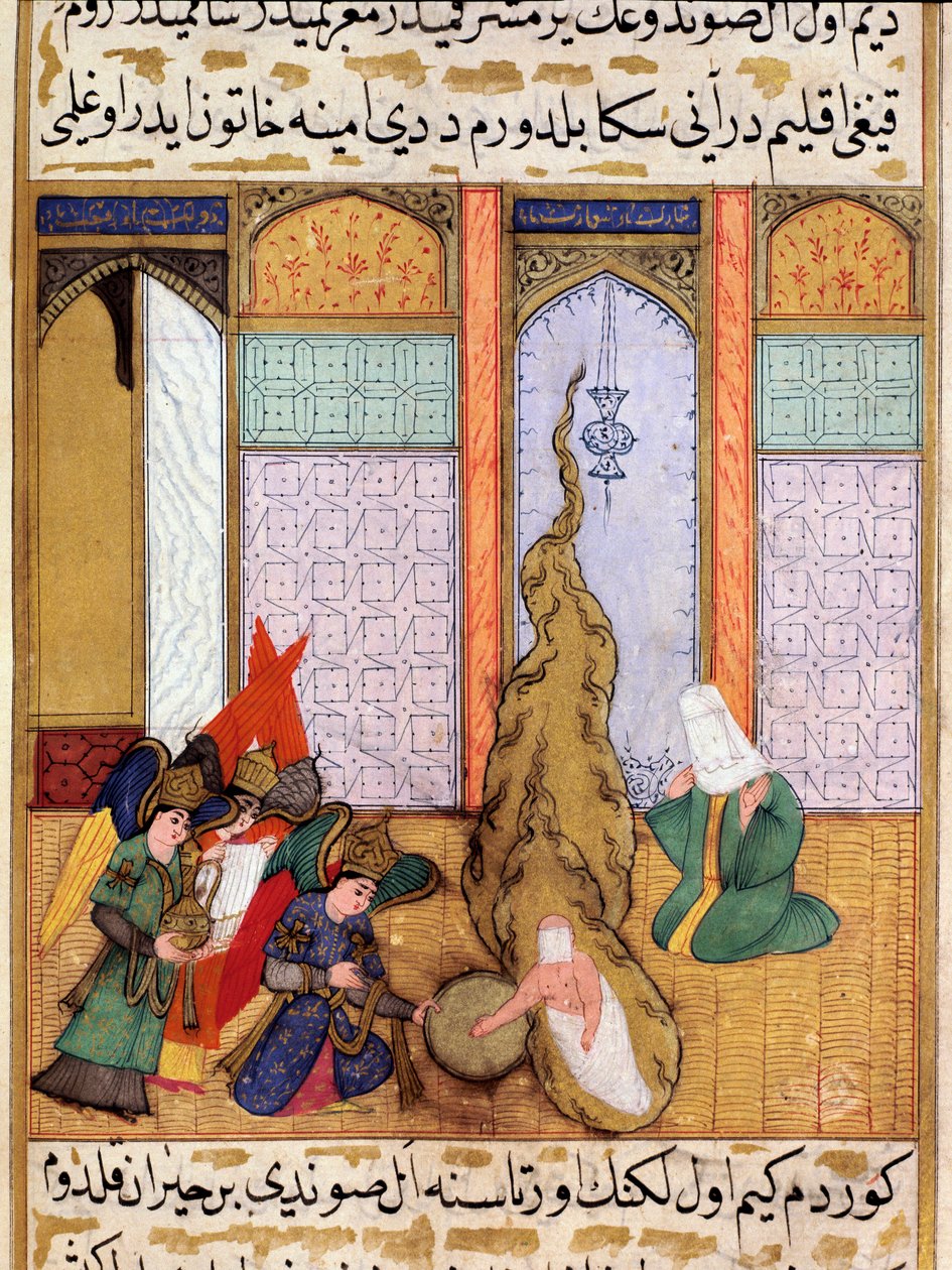 Profeetta Muhammedin syntymä Miniatyyri otettu "Siyer-i Nebistä"" (Siyer i Nebi) eeppinen runo, joka kertoo profeetta Muhammedin elämästä, jonka on kirjoittanut Mustafa, Yusuf d