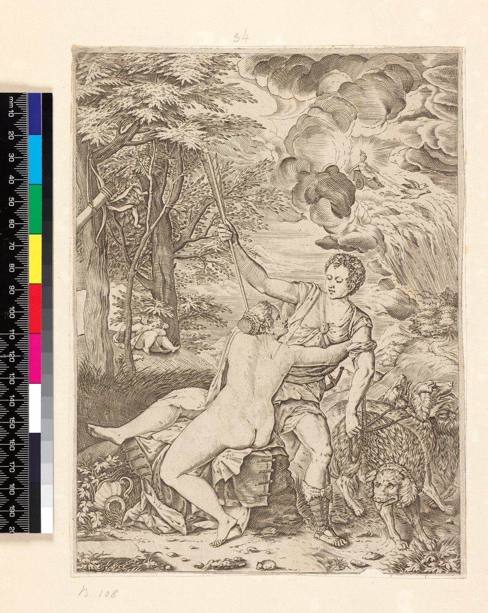 Venus ja Adonis, noin 1560 - noin 1580 tekijältä Martino Rota