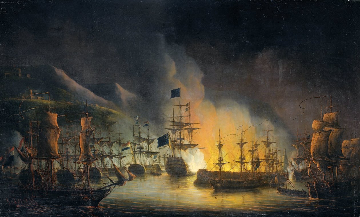 Algerin pommitukset (26.-27. elokuuta 1816) tekijältä Martinus Schouman (signed by artist)