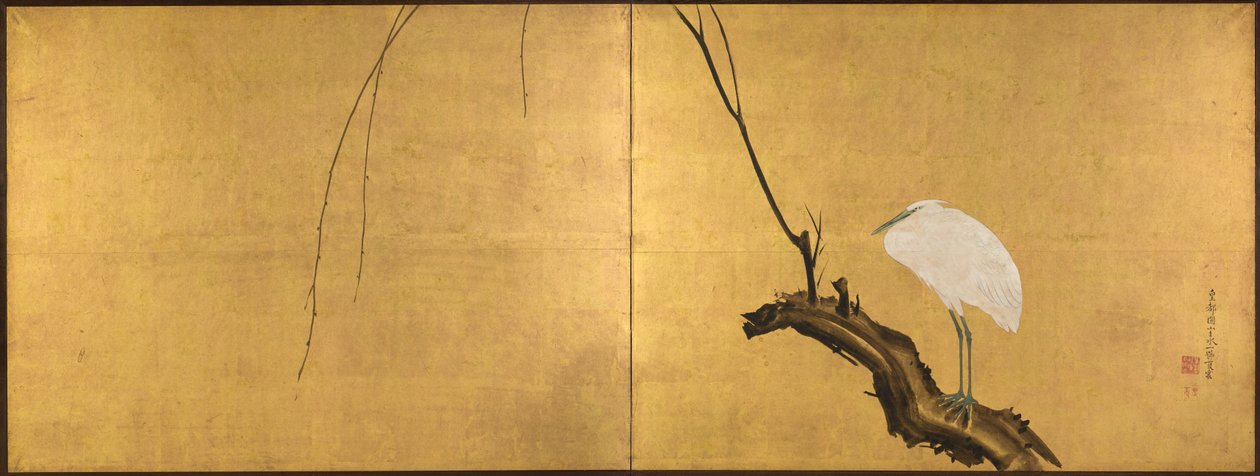 Heron pajun oksalla, 1700-luvun lopulla. tekijältä Maruyama Okyo
