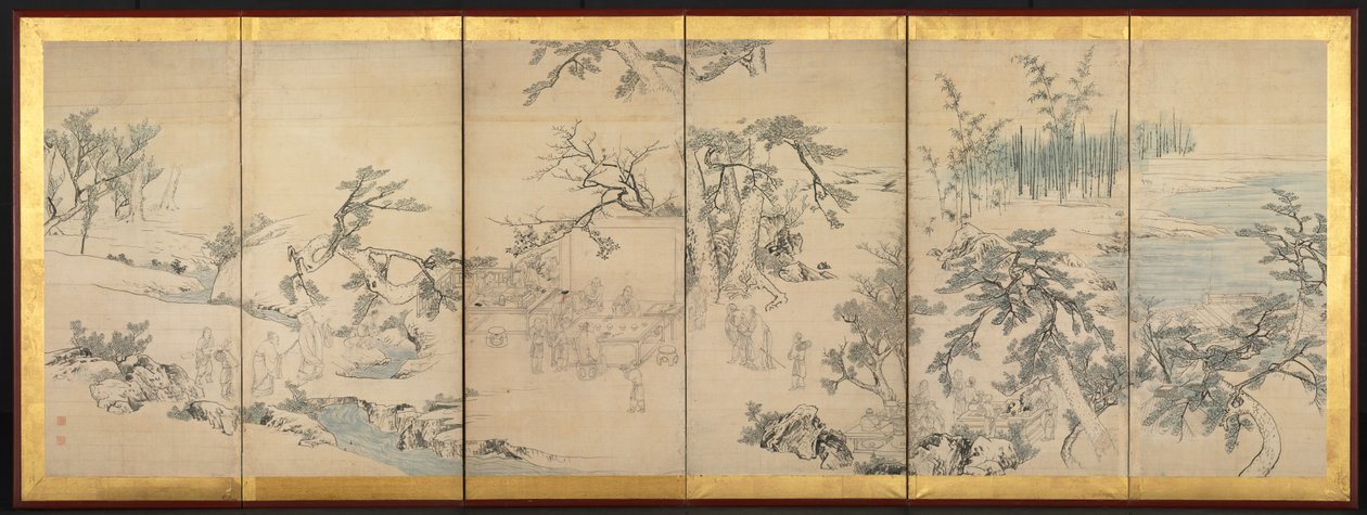 Kirjallisuuden kokoontuminen Orkideapaviljongissa, 1700-luvun lopulla. tekijältä Maruyama Okyo