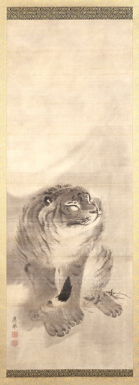 Tiger (muste ja väri silkillä) tekijältä Maruyama Okyo