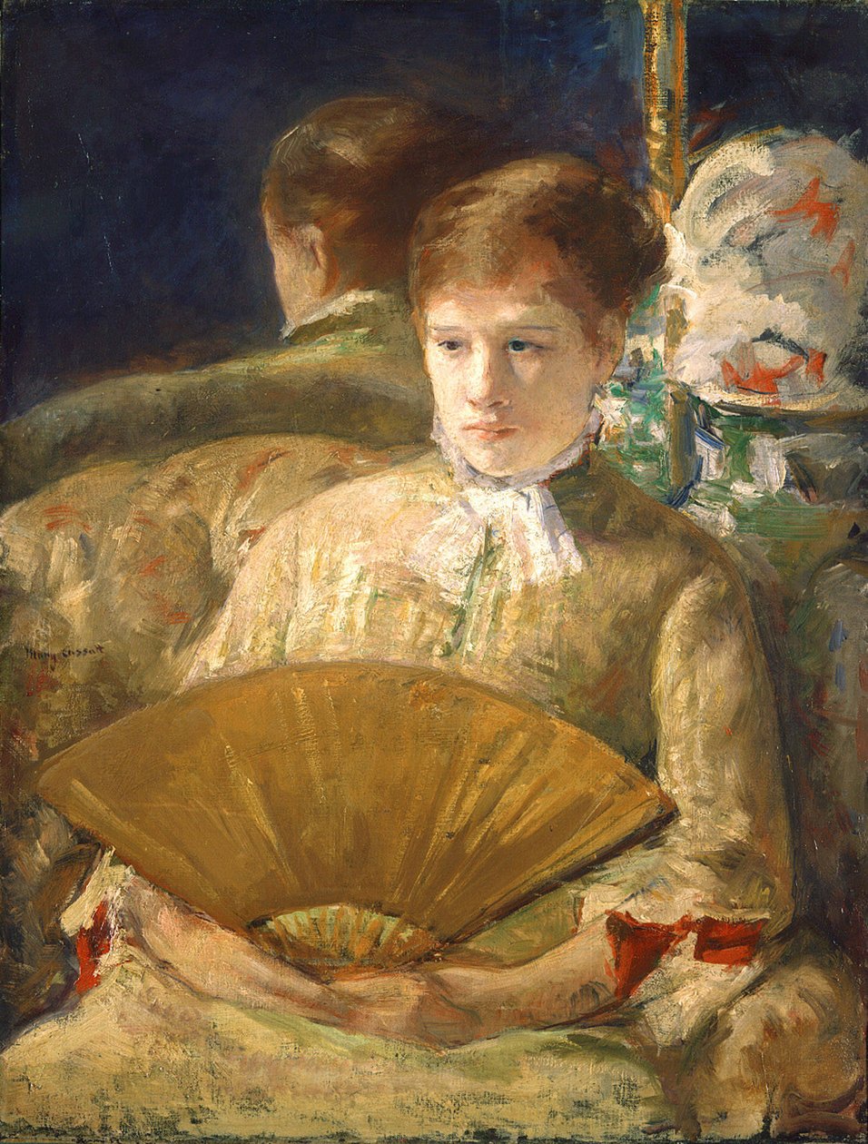 Nainen tuulettimen kanssa tekijältä Mary Cassatt