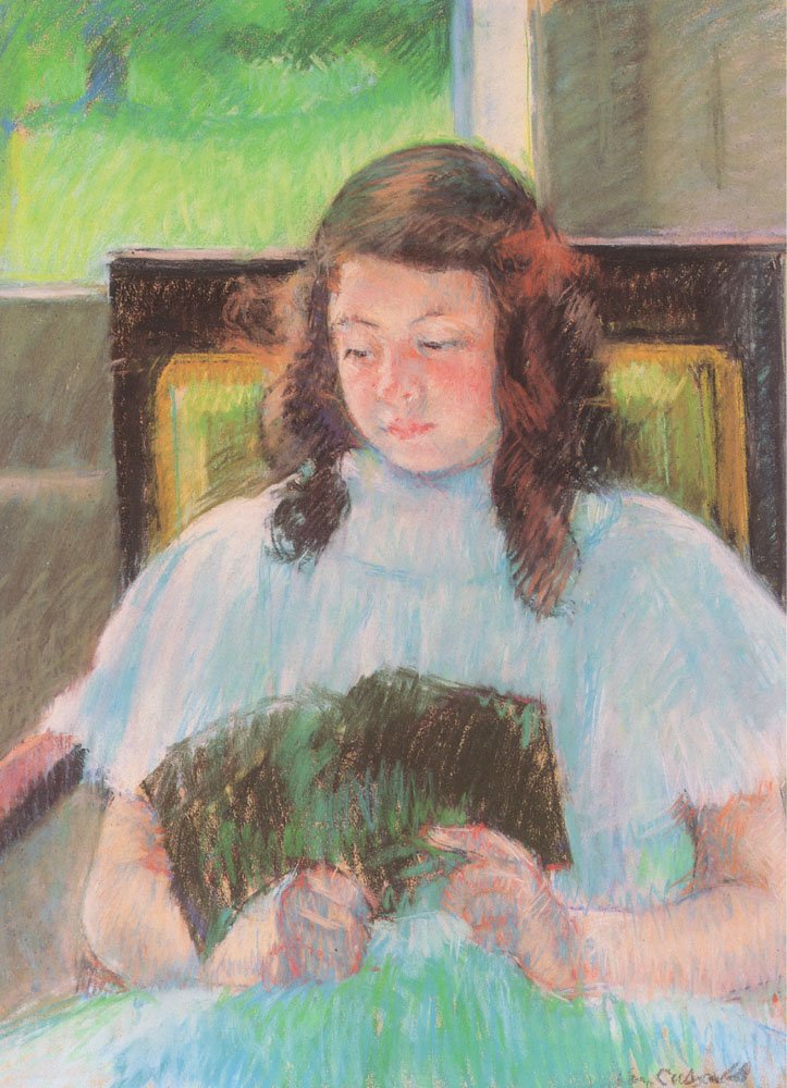 Nuori tyttö lukee tekijältä Mary Cassatt