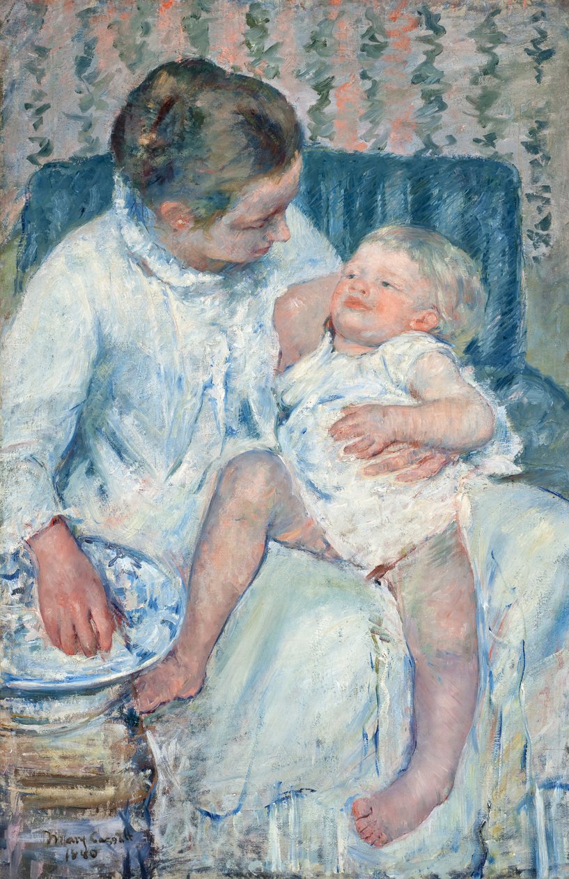 Äiti pesee unisen lapsensa tekijältä Mary Cassatt