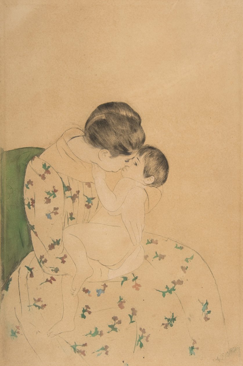 Äidin suudelma, n. 1891 tekijältä Mary Cassatt