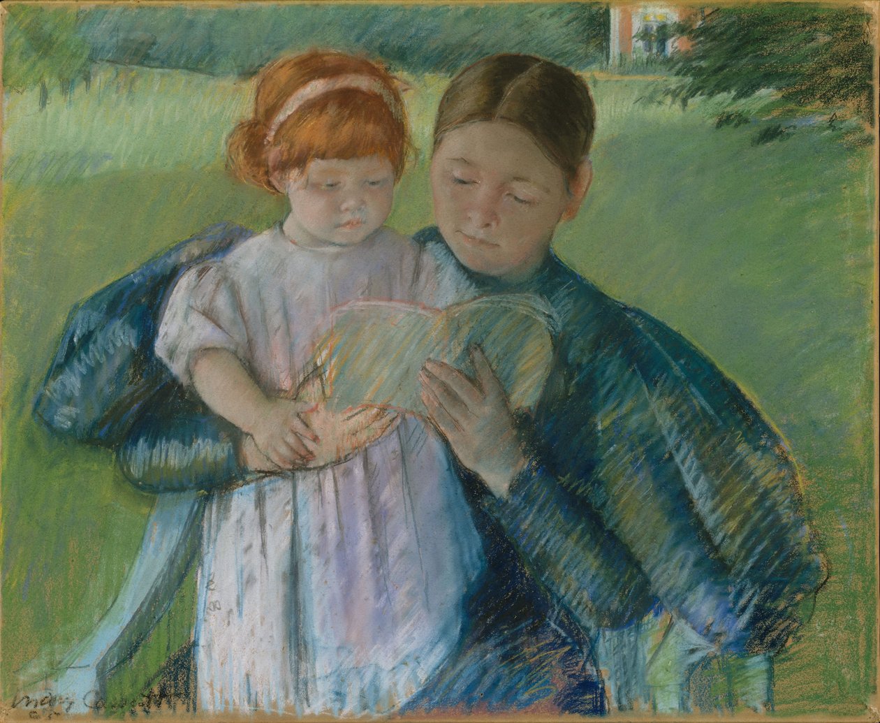 Sairaanhoitaja lukee pienelle tytölle, 1895 tekijältä Mary Cassatt