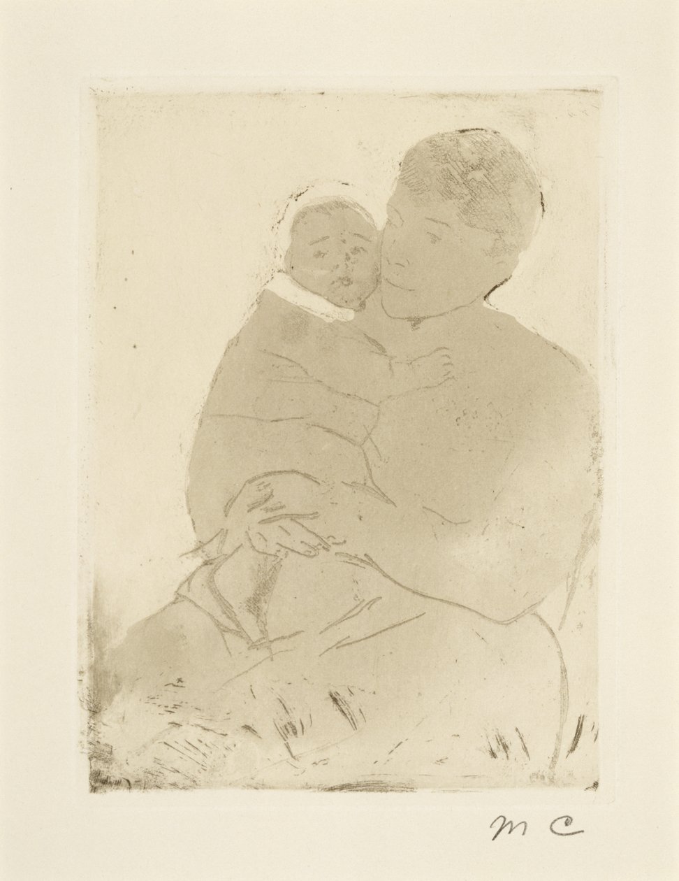 Nurse and Baby Bill (No. 1), n.1889-90 (pehmeäpohjainen etsaus ja akvatintta, vohvelipaperi). tekijältä Mary Cassatt