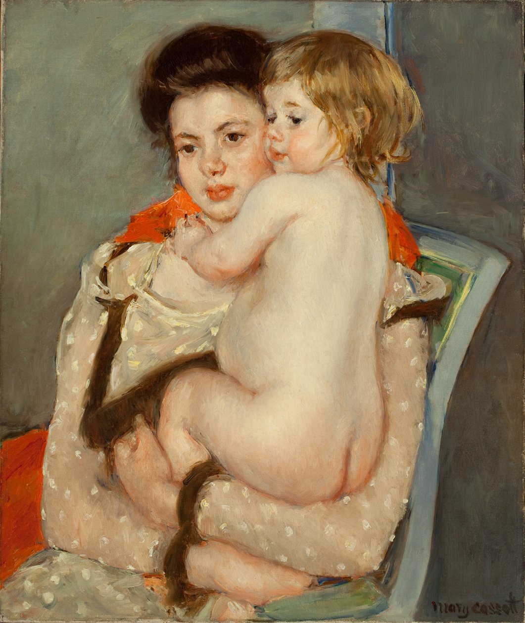 Reine Lefebvre pitelee alastonvauvaa, 1902 tekijältä Mary Cassatt