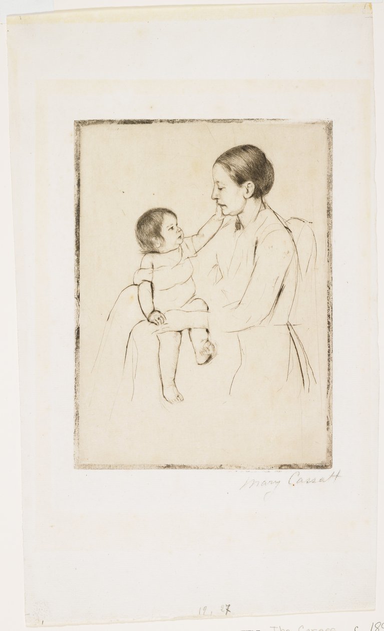 Hyväily, c. 1891 tekijältä Mary Cassatt