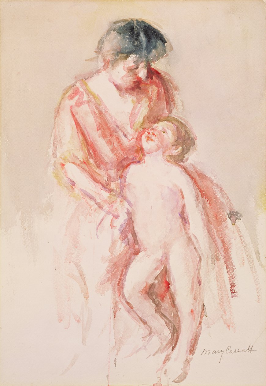 Nainen alastonpojan kanssa (wc paperilla) tekijältä Mary Cassatt