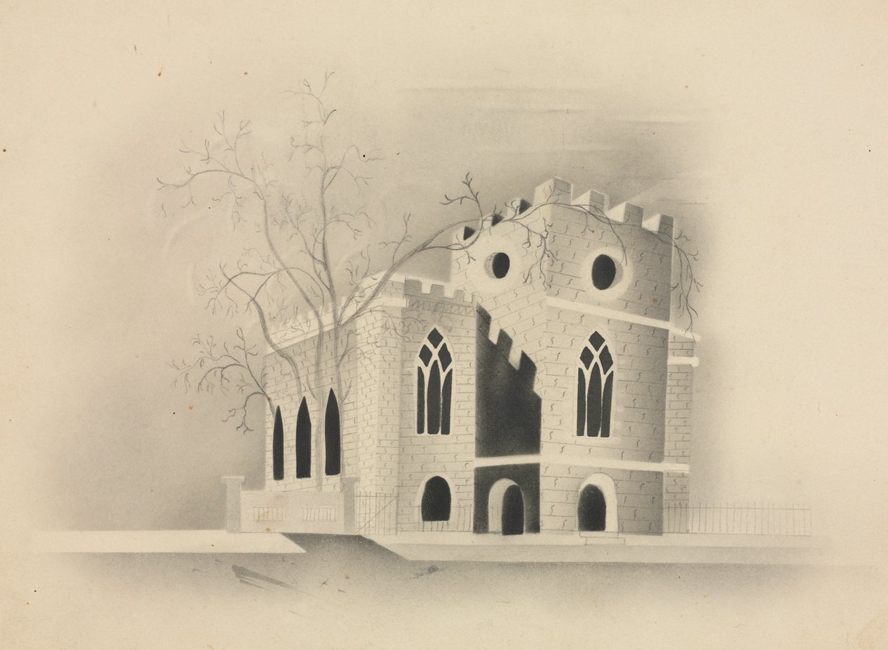 Goottilainen kirkko Moonlightissa, 1840. tekijältä Mary Altha Nims