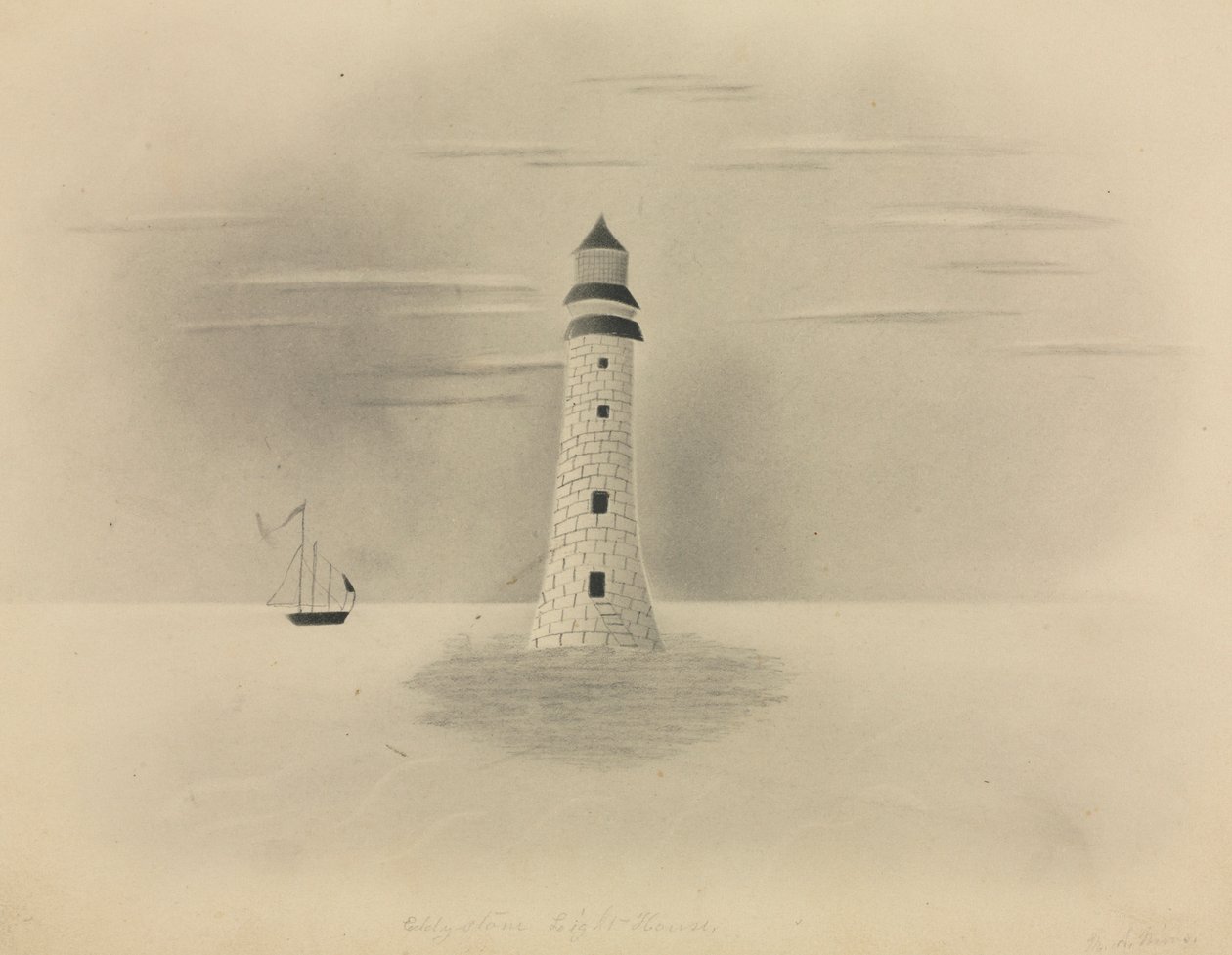 Eddystonen majakka, 1840. tekijältä Mary Altha Nims