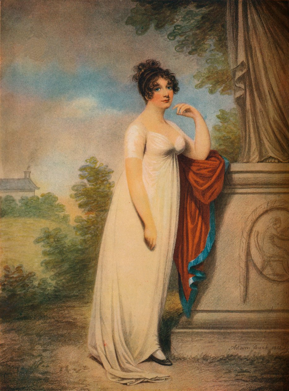 "Mary Anne Clarke patsaan juurella", 1803 tekijältä Mary Anne Clarke