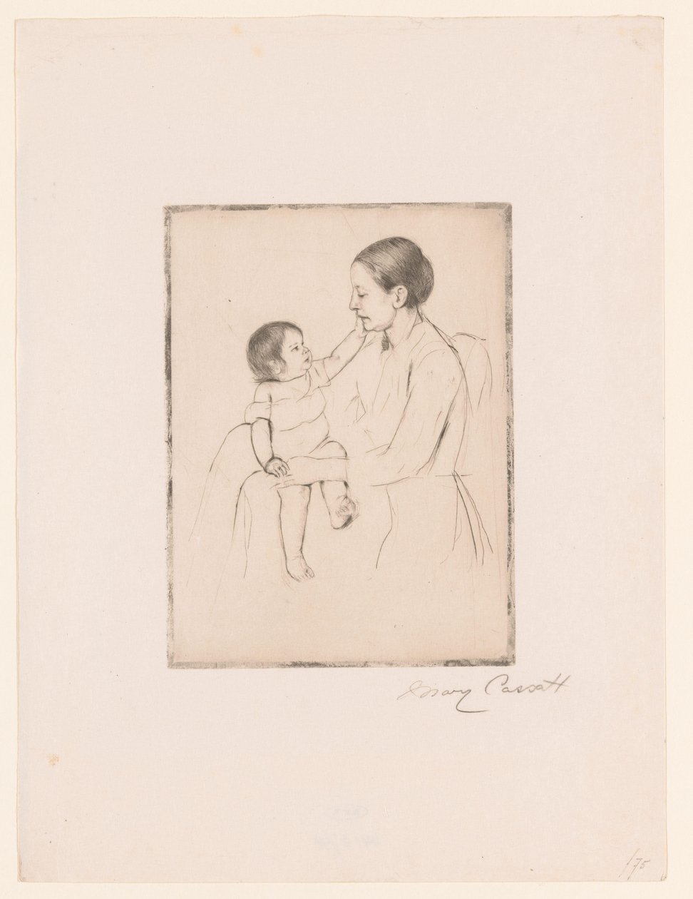 Rakkaus Hyväilyjä Äiti ja lapsi tekijältä Mary Cassatt (signed by artist)