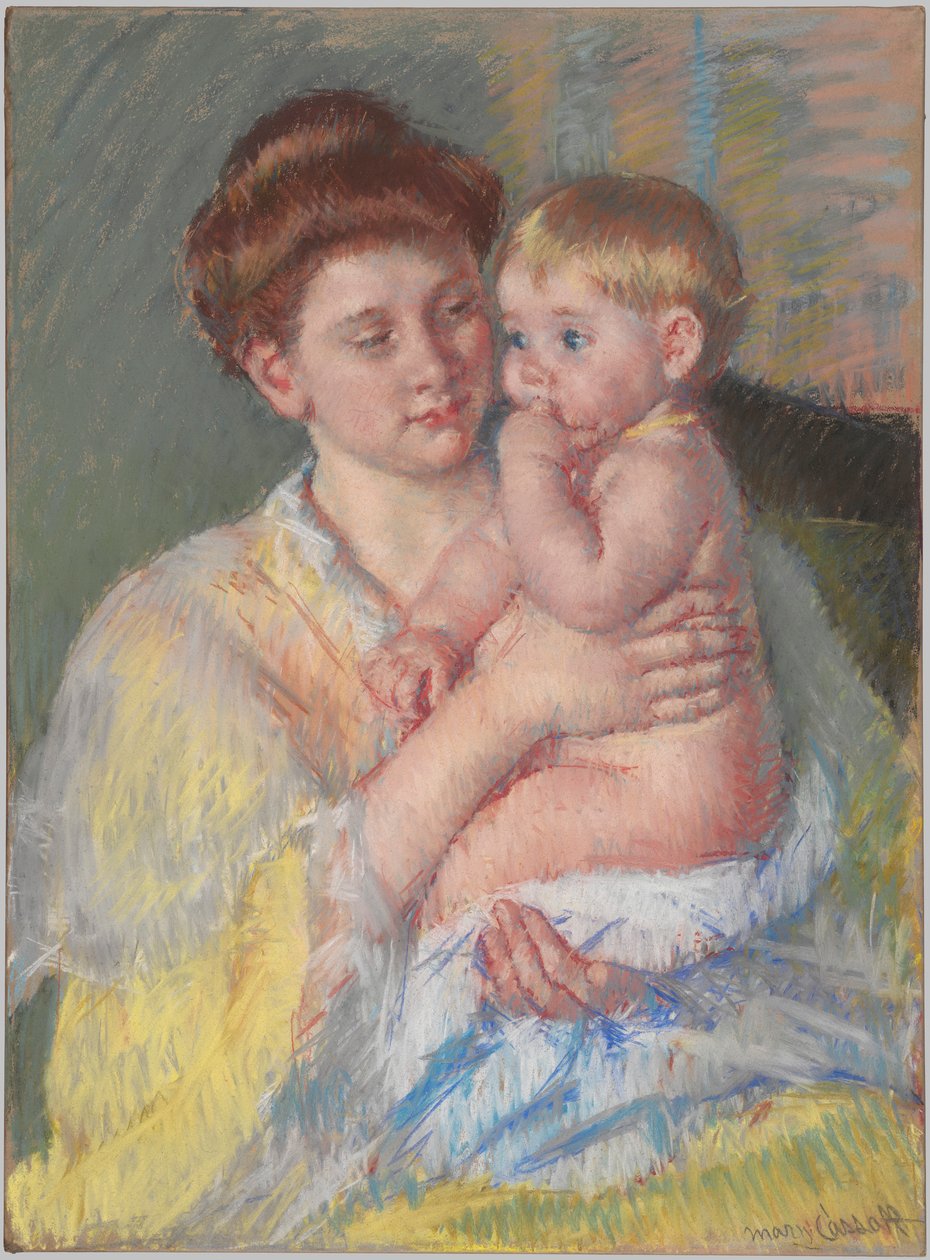 John-vauva etusormi suussa tekijältä Mary Cassatt