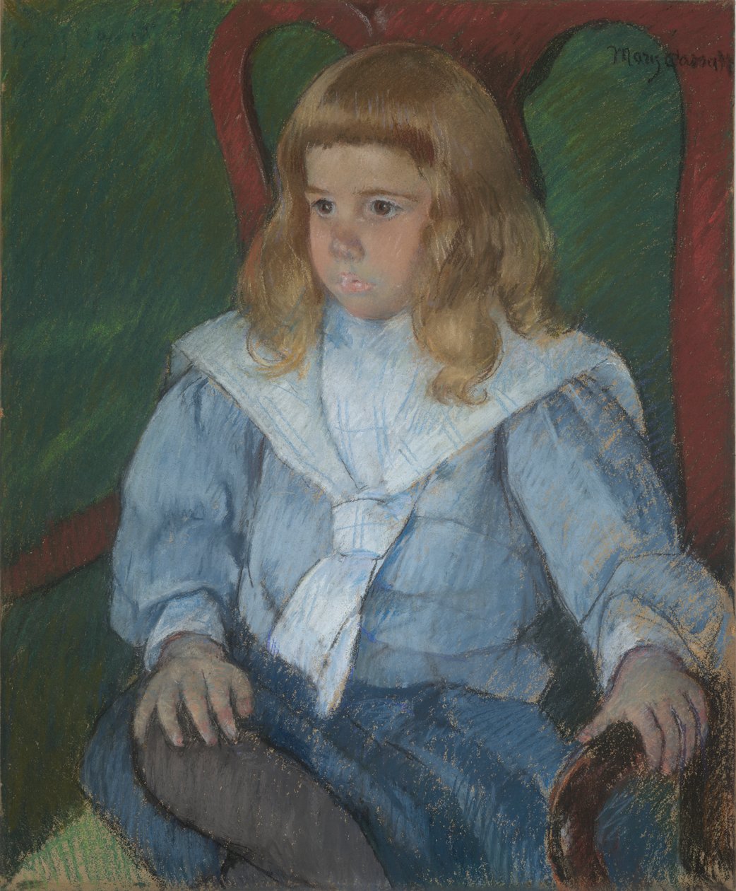 Poika kultaisilla kiharoilla (Muotokuva Harris Whittemore, Jr., B.A. 1918) tekijältä Mary Cassatt