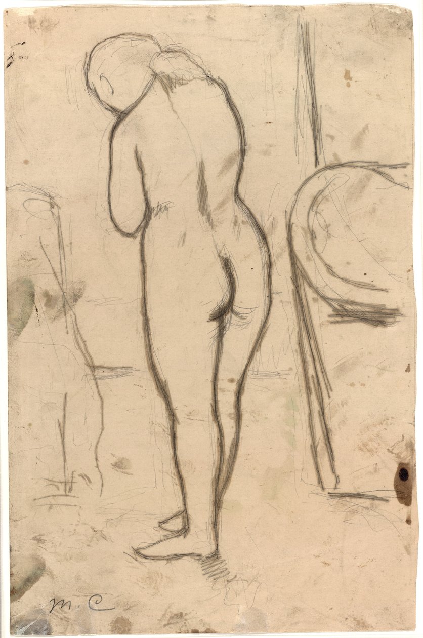 Piirustus seisovalle alastonkuvalle, n. 1879 tekijältä Mary Cassatt