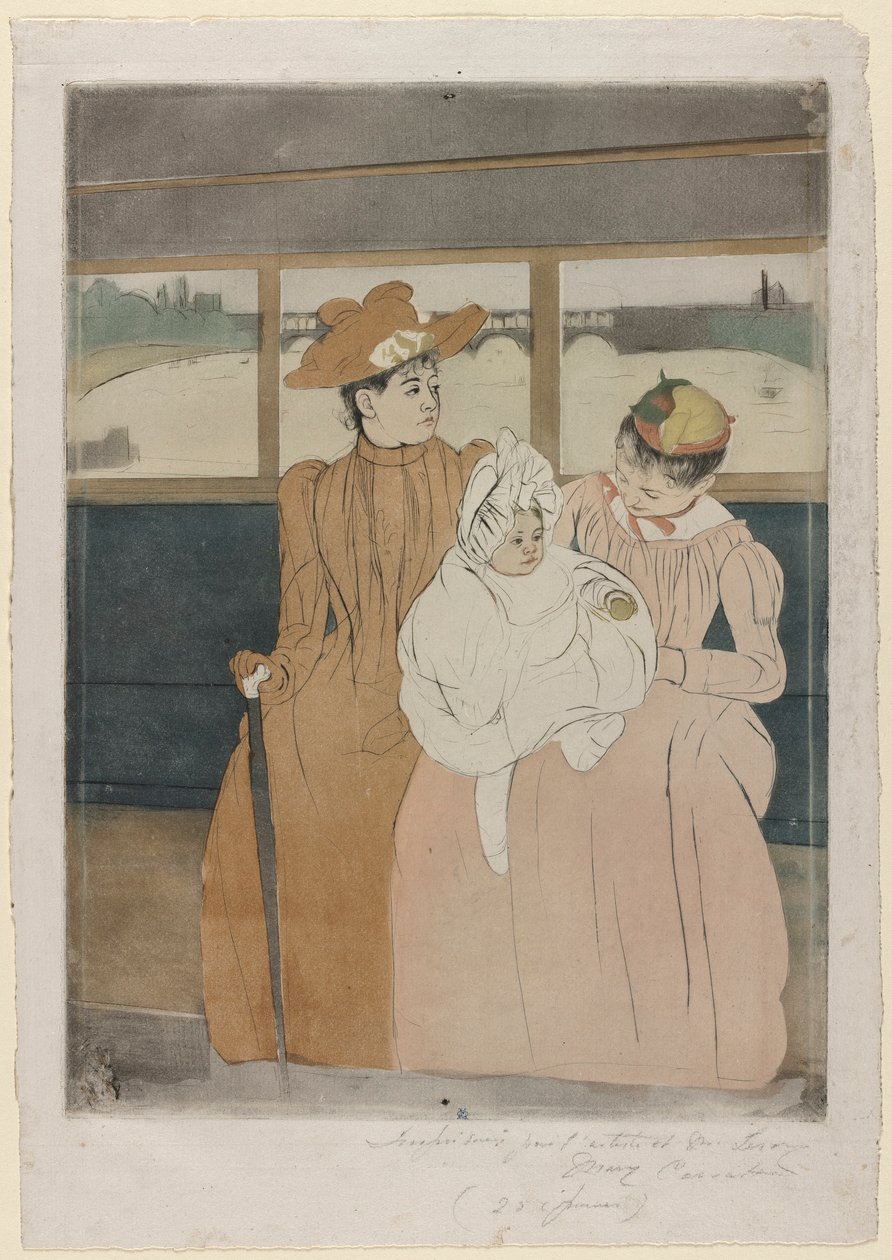 Omnibussissa, 1890-91. tekijältä Mary Cassatt