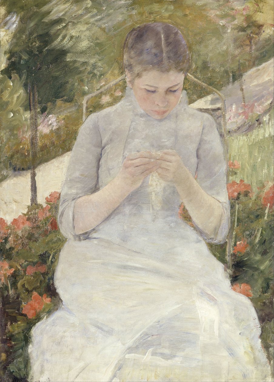 Nuori tyttö puutarhassa tekijältä Mary Cassatt