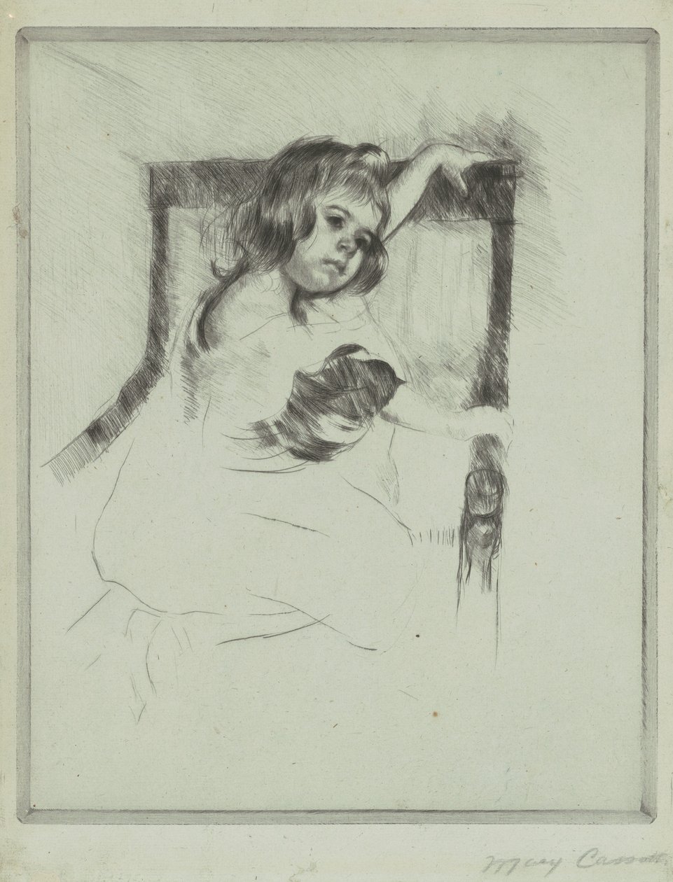 Nojatuolissa polvistuminen tekijältä Mary Cassatt