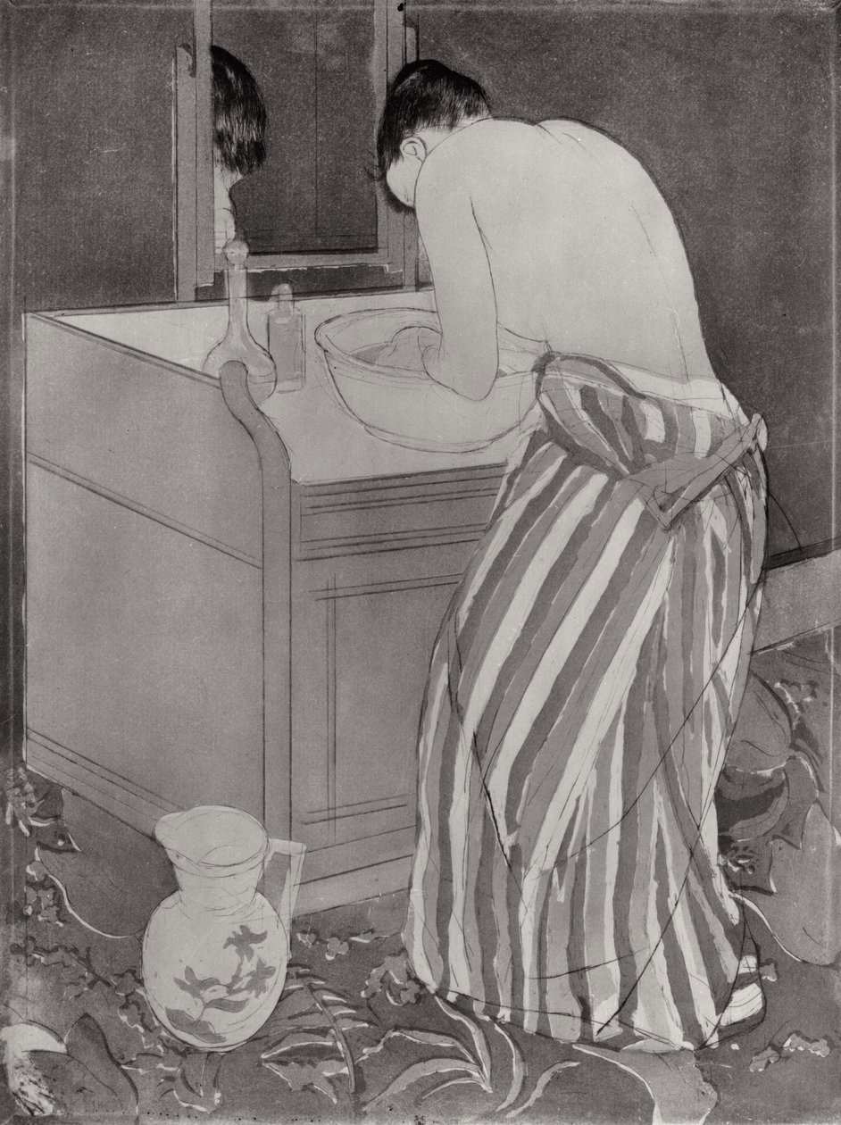 La Toilette, 1891 (kuivakärki ja akvatinta paperilla) tekijältä Mary Cassatt