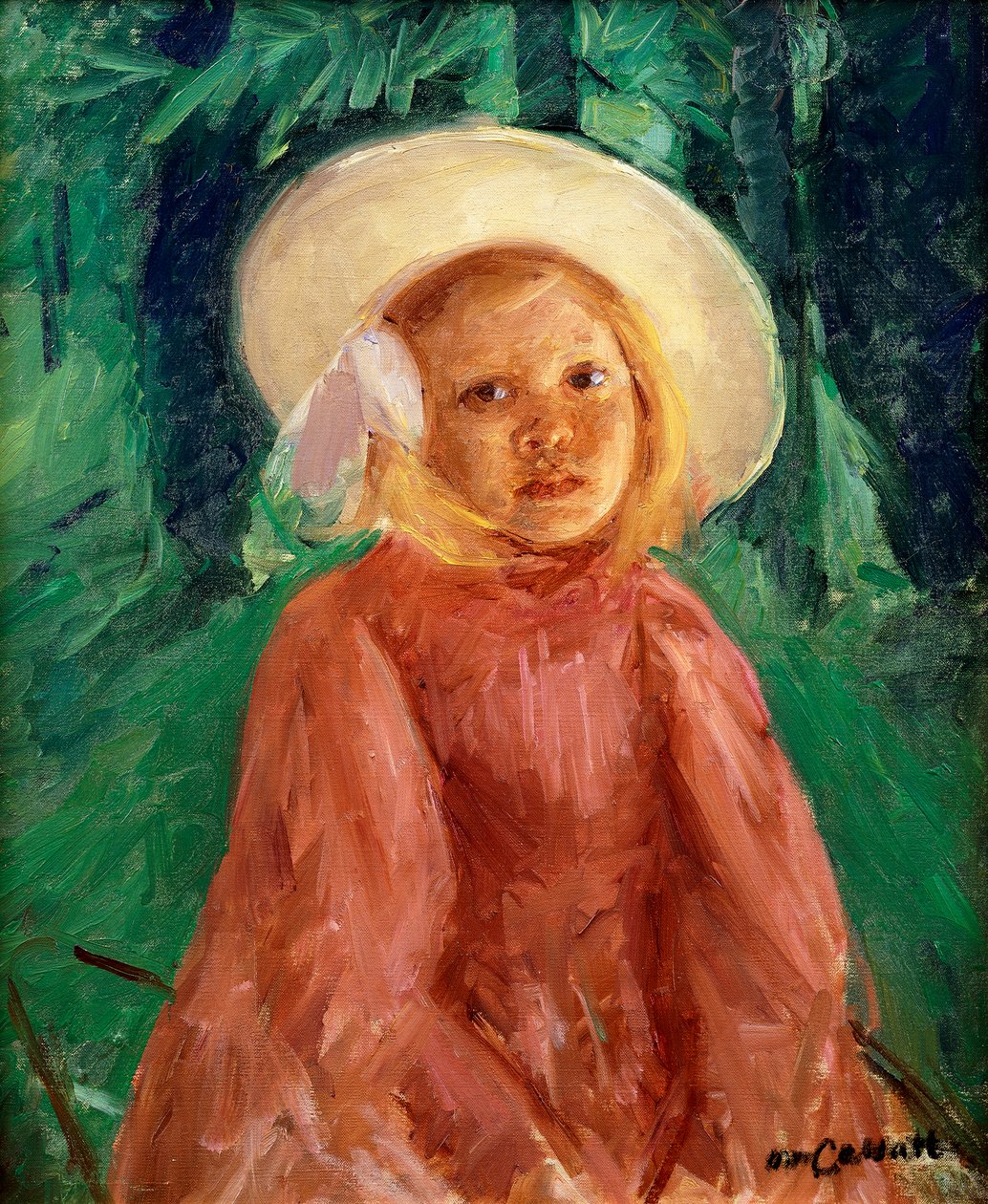Pieni tyttö punaherukkamekossa, 1912 tekijältä Mary Cassatt
