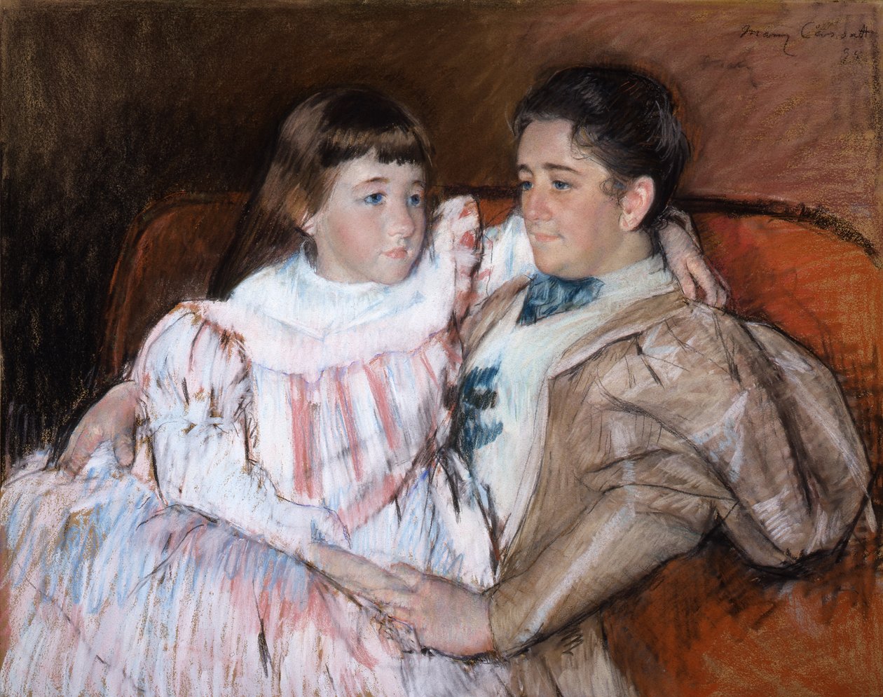 Louisine Havemeyer ja hänen tyttärensä Electra, 1895 (pastelli paperille) tekijältä Mary Cassatt