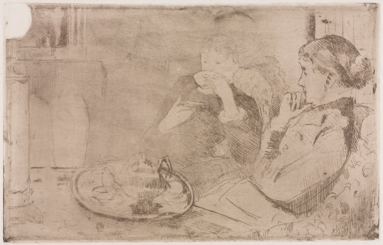 Lydia ja hänen äitinsä Teassa, n. 1880. tekijältä Mary Cassatt