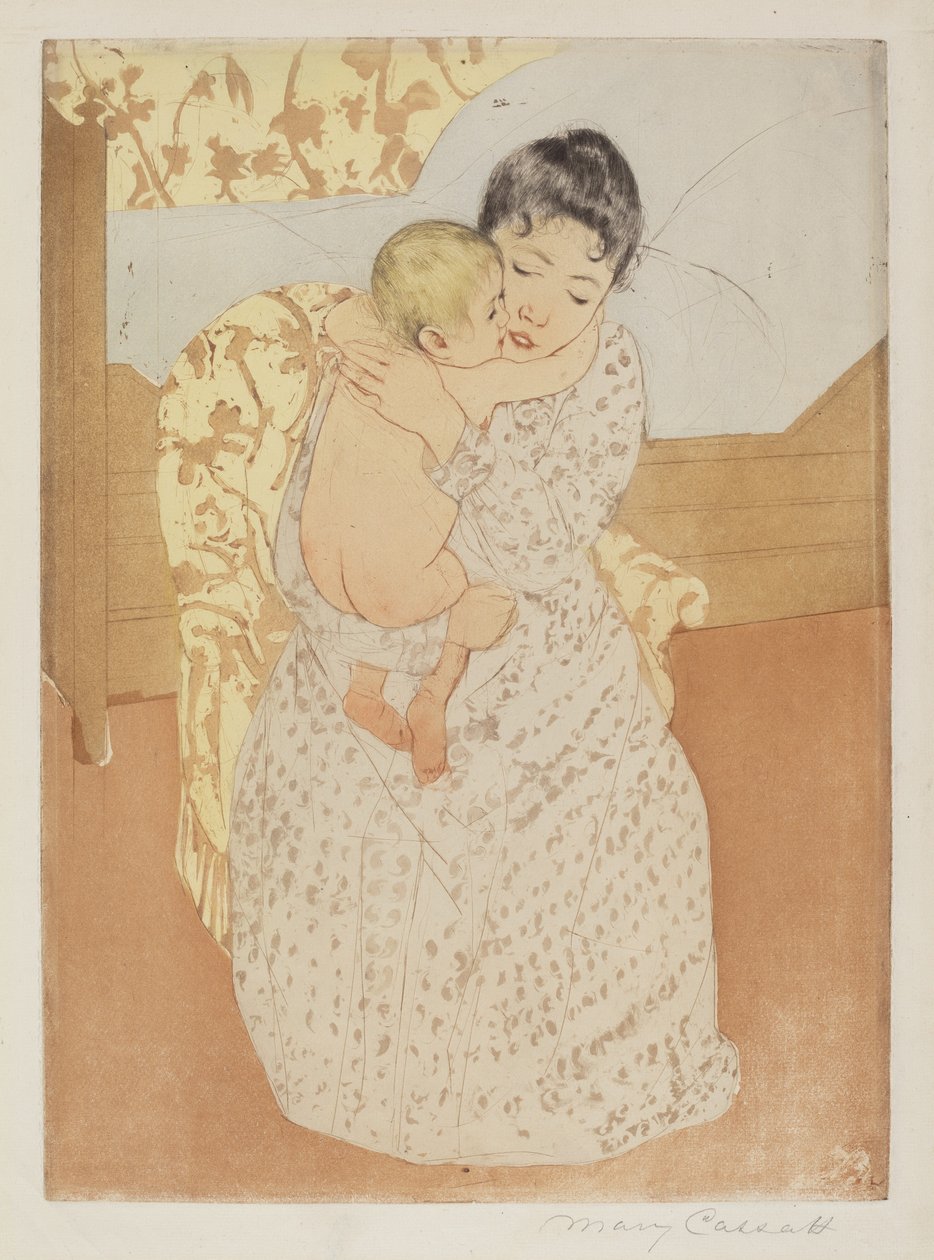Äidin hyväily tekijältä Mary Cassatt