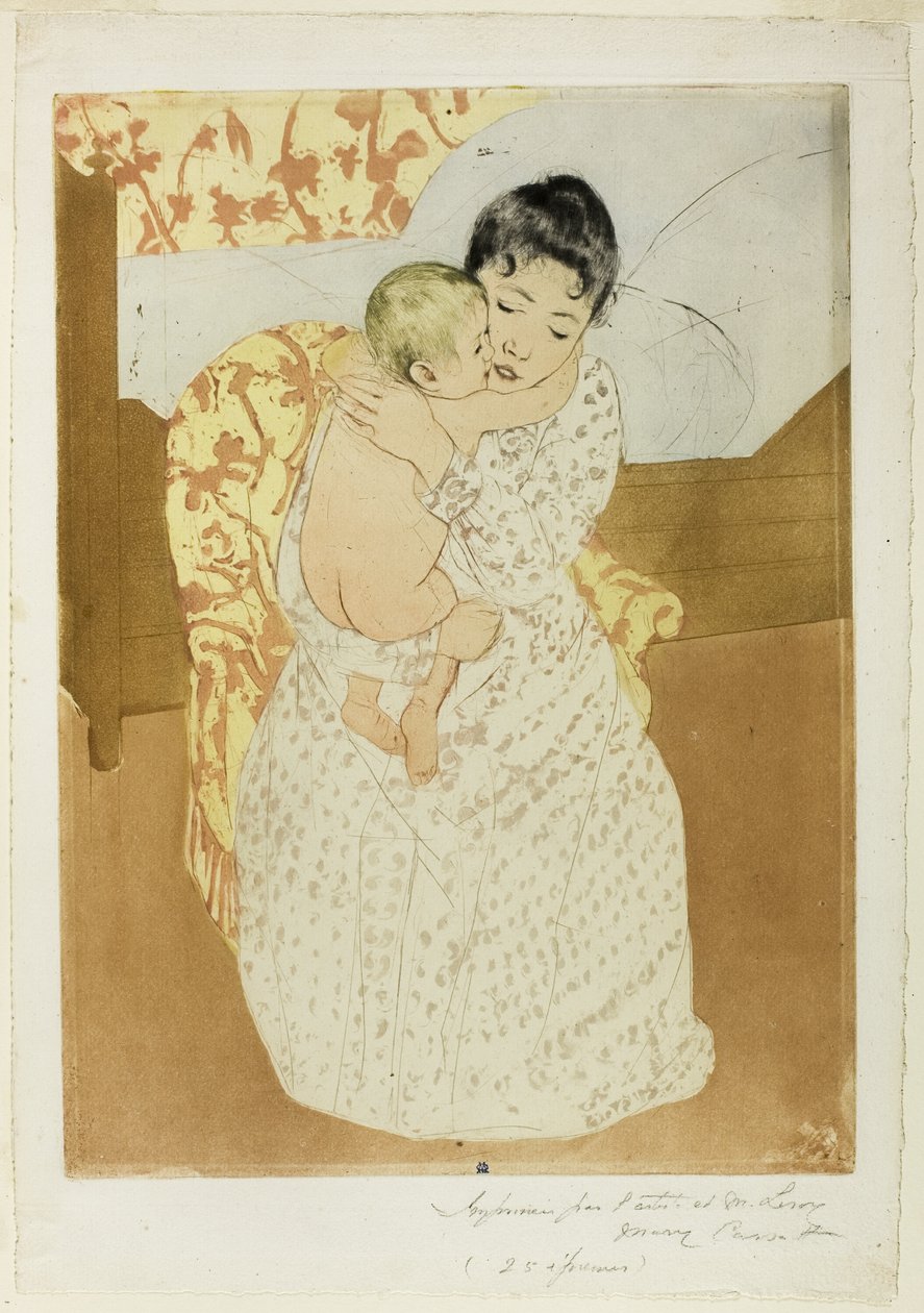 Äidin hyväily tekijältä Mary Cassatt