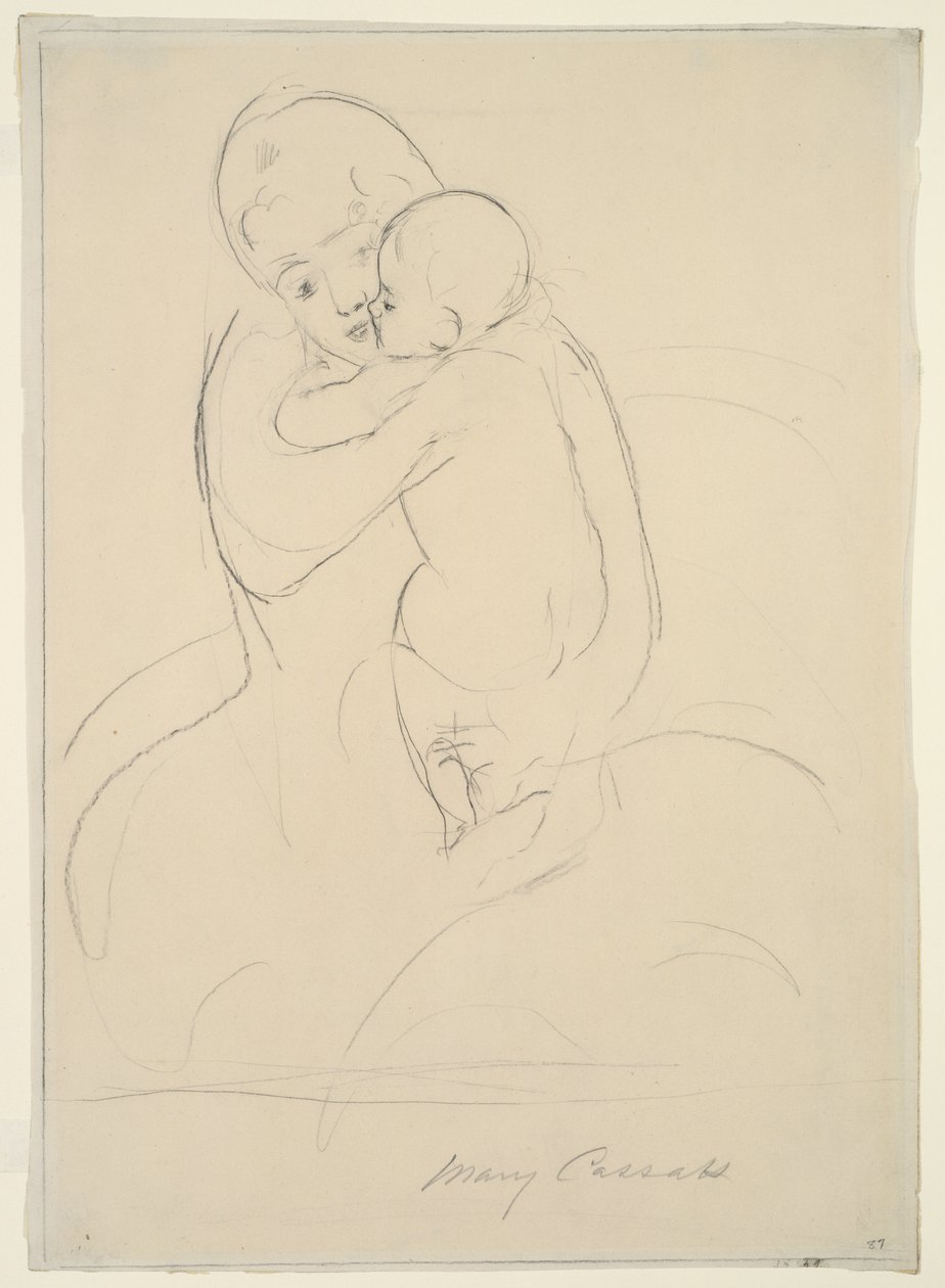 Äidin hyväily, 1921 tekijältä Mary Cassatt