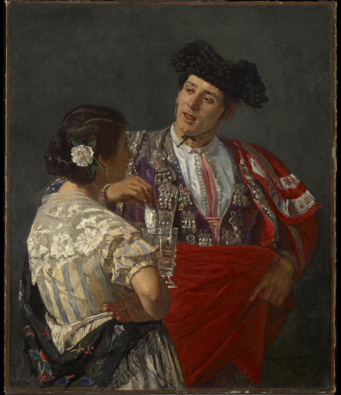 Paneelin tarjoaminen härkätaistelijalle, 1873 tekijältä Mary Cassatt