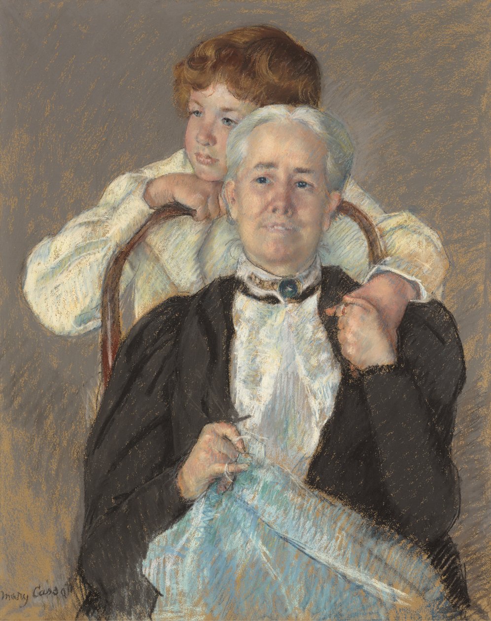 Rouva Cyrus J. Lawrencen muotokuva pojanpoikansa R. Lawrence Oakleyn kanssa tekijältä Mary Cassatt