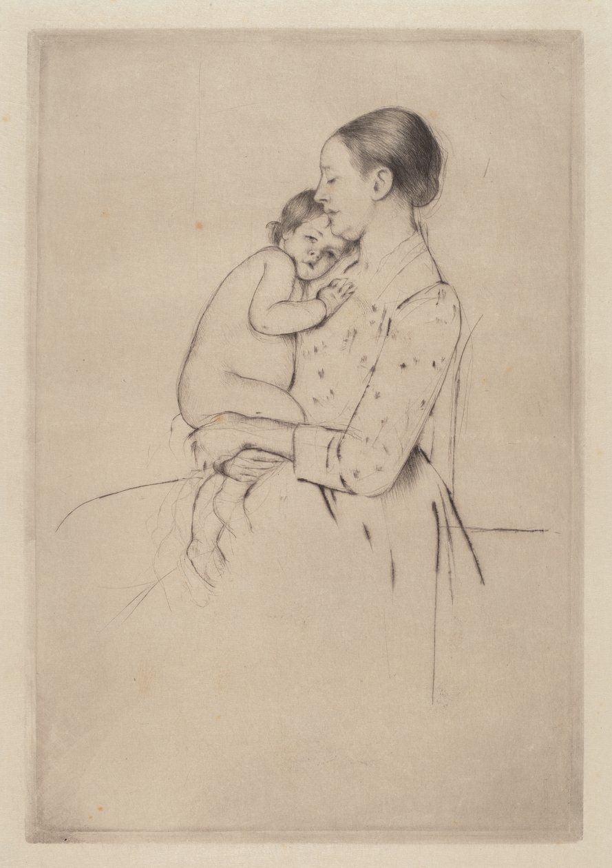 Hiljaisuus, noin 1891 tekijältä Mary Cassatt