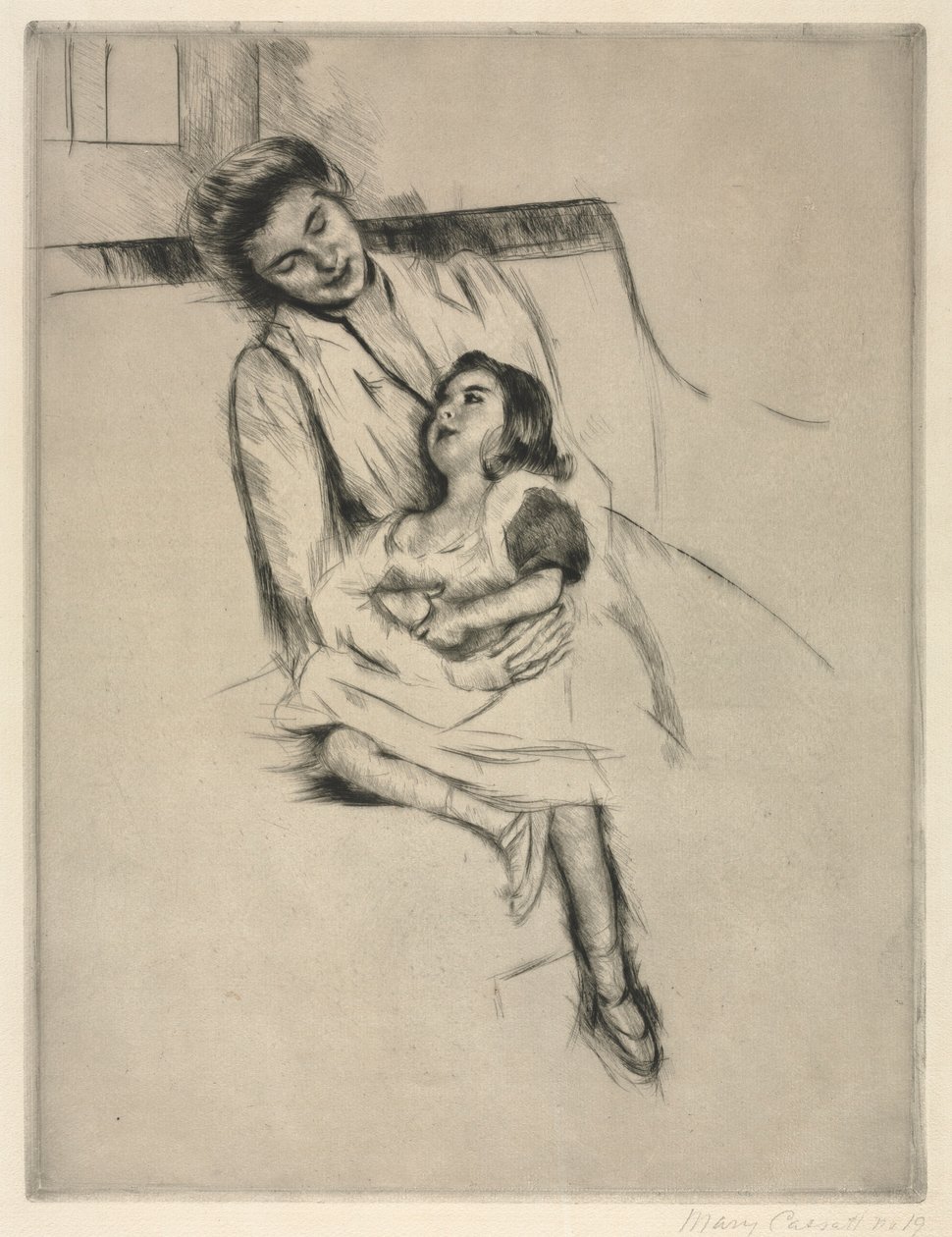 Reine ja Margot istuvat sohvalla, n. 1902. tekijältä Mary Cassatt