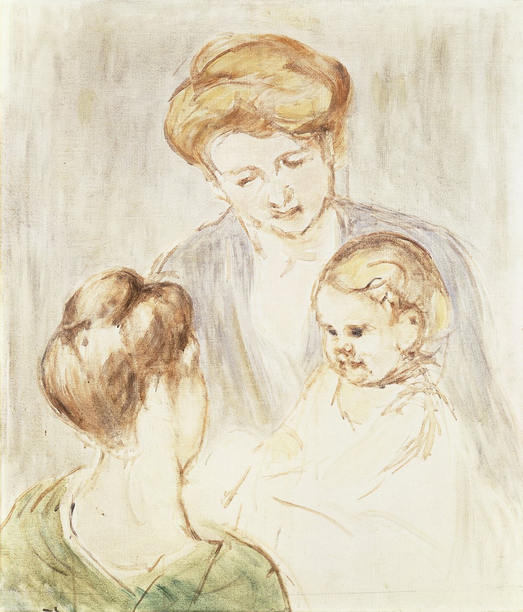 Hymyilevä vauva kahden tytön kanssa, tekijältä Mary Cassatt