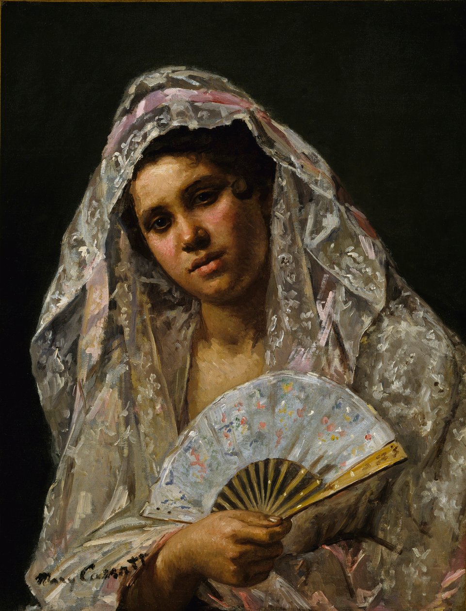 Espanjalainen tanssija, jolla on pitsinen mantilja tekijältä Mary Cassatt